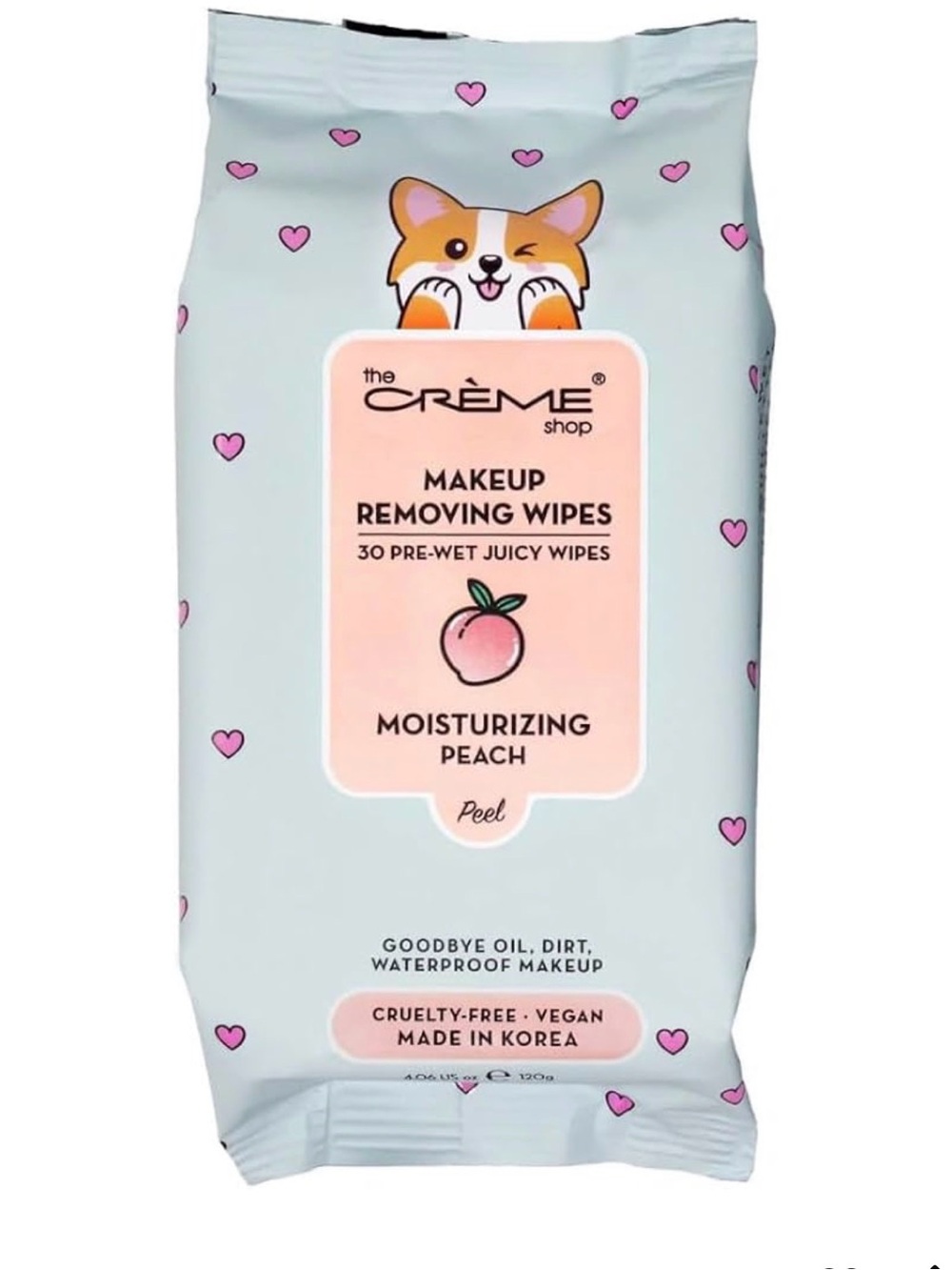 Crème Shop Juicy Makeup Removing Wipes made with Moisturizing Peach